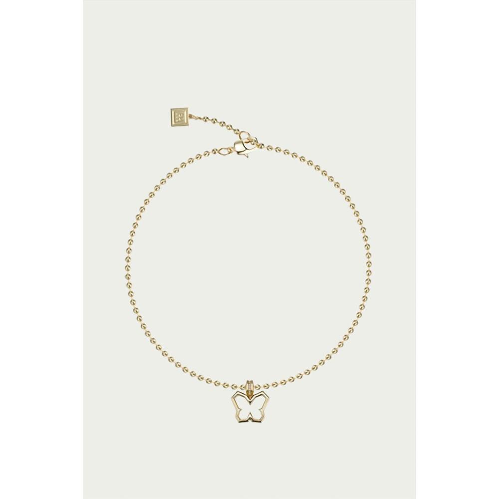NEW F+H STUDIOS y2k butterfly charm necklace in gold/clear